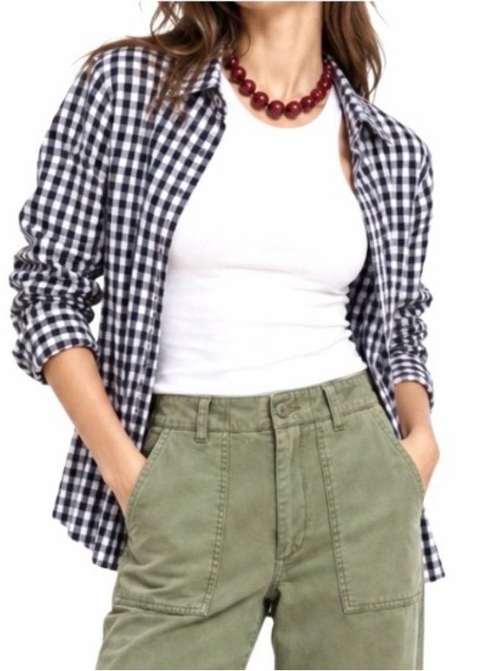 Banana Republic Navy and White Gingham Button-Down